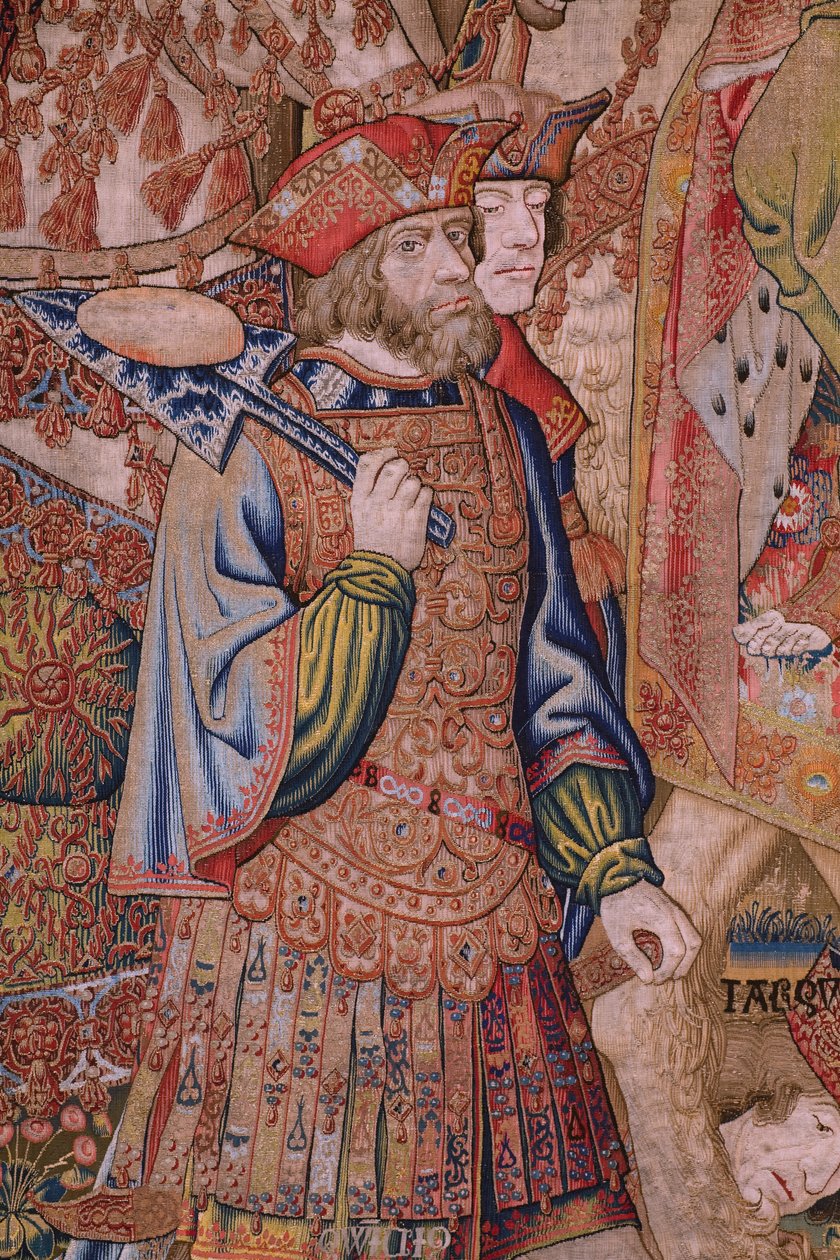 flamsk gobelin. Series Moralities: The Virtue of the Honores (De deugd van de Honores, The Virtue of honors). Ca 1520. Detalje af Flemish School