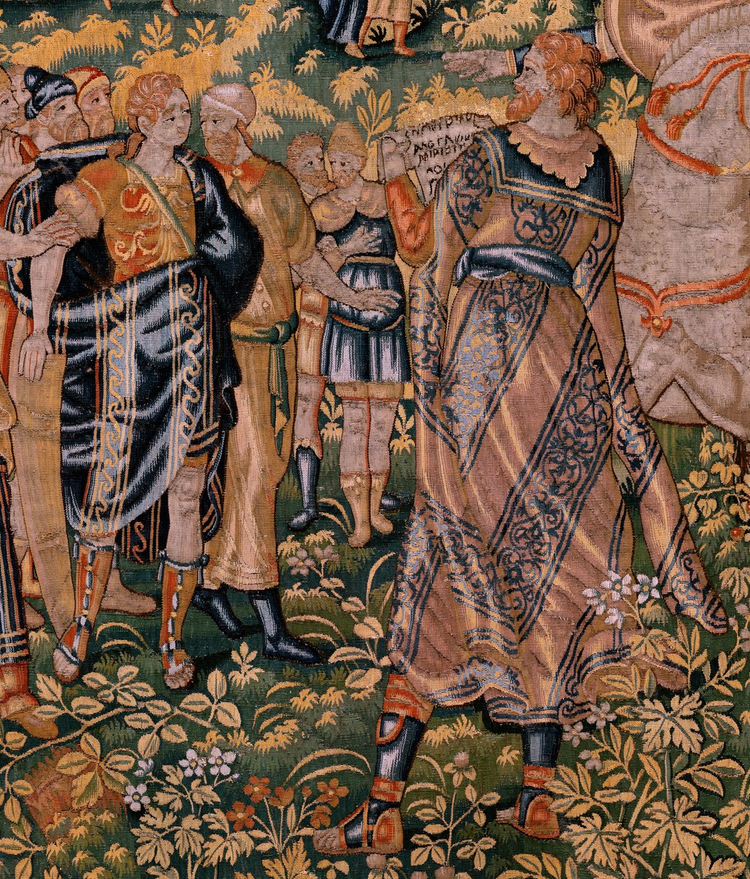flamsk gobelin. Serien Story of Cyrus. No II Astyages genkender Cyrus (Ciro reconocido por Astiages). Anonym, baseret på Michiel Coxcie. Atelier Antwerpen. Silke og uld. Omkring 1590. af Flemish School