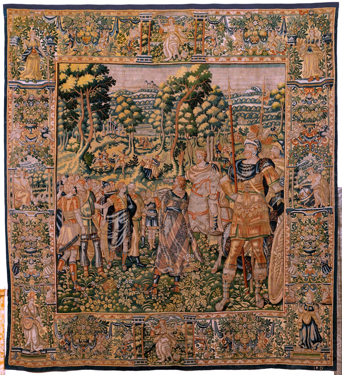 flamsk gobelin. Serien Story of Cyrus. No II Astyages genkender Cyrus (Ciro reconocido por Astiages). Anonym, baseret på Michiel Coxcie. Atelier Antwerpen. Silke og uld. Omkring 1590. af Flemish School