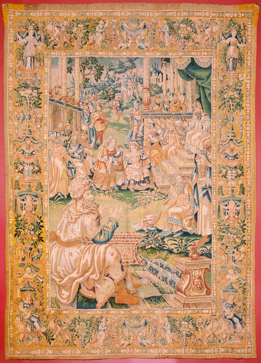 flamsk gobelin. Serien Judiths bog. Vend tilbage til Bethulia (Regreso a Betulia). Ottende gobelin i serien. Fremstilling Holland, Bruxelles(?). Anden halvdel af 1500-tallet. Stof Uld. Placering Church of Saint Nicholas of Bari (museet åbnet af Flemish School