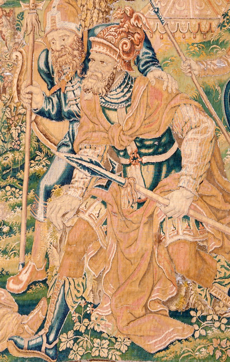 flamsk gobelin. Serien Judiths bog. Halshugningen af Holofernes (La decapitación de Holofernes). Syvende gobelin i serien. Fremstilling Holland, Bruxelles(?). Anden halvdel af 1500-tallet. Stof Uld. Beliggenhed Sankt Nikolaus kirke af Flemish School