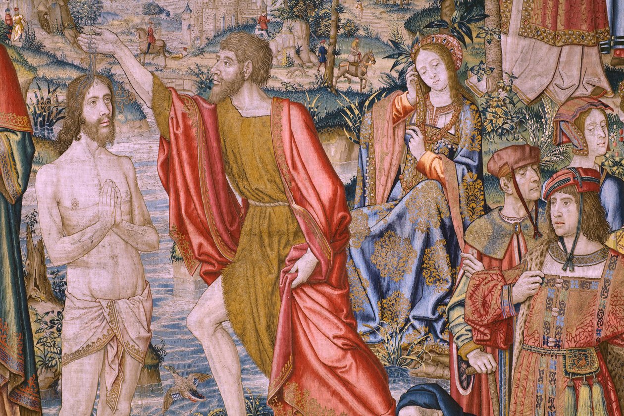 flamsk gobelin. Serien The History of Saint John the Baptist: The Baptism of Christ (Het doopsel van Christus). Bruxelles atelier. 1515-1520. af Flemish School
