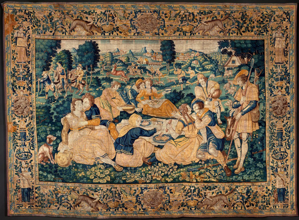 flamsk gobelin. Landmåltidet. Atelier af Oudenaarde. 331x465 cm. Iinv (83073)-8 / 00008. 1600-tallet. af Flemish School