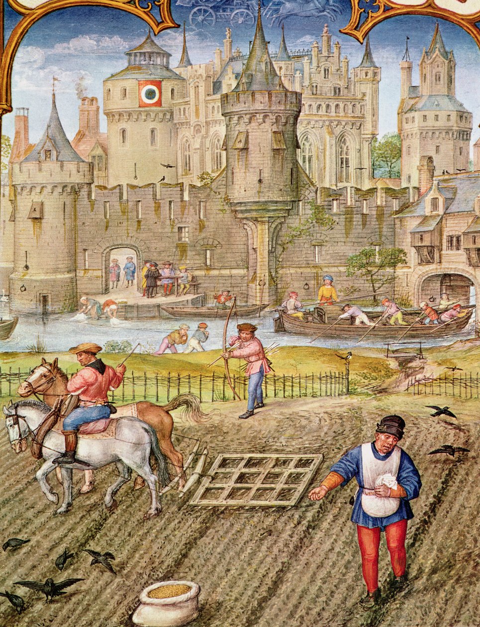 Fol.10v Oktober måned: Såning, fra Breviarium Grimani, c.1515 af Flemish School