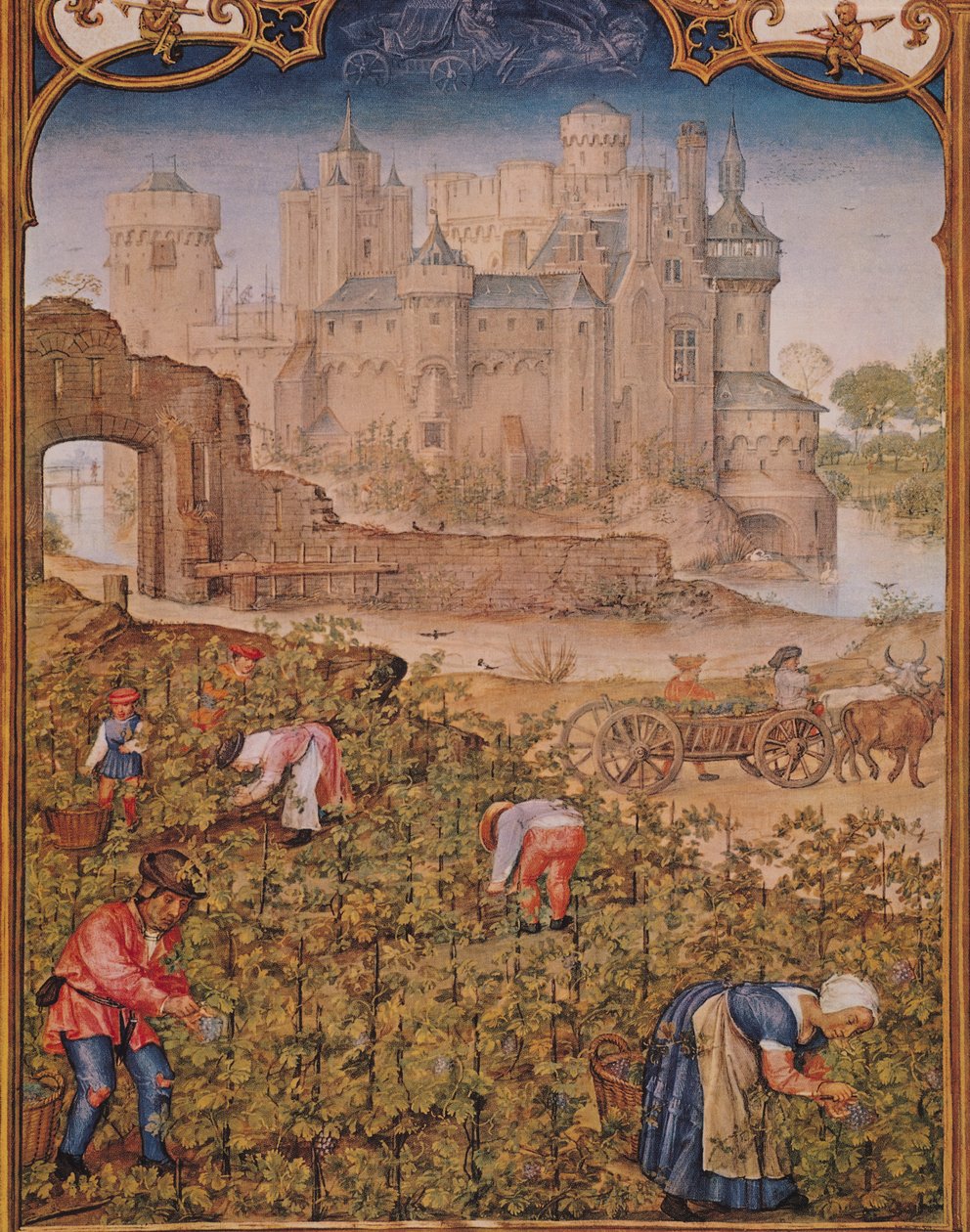 Fol.9v September måned: Vinhøsten, fra Breviarium Grimani, c.1515 af Flemish School
