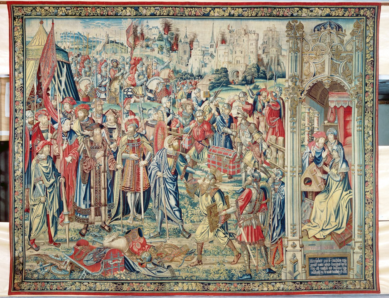 Indsamling af byttet, Davids og Batsebas billedtæppe, ca. 1510-15 af Flemish School