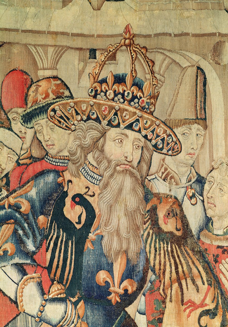 Leder af Charlemagne (742-814), Tournai-værksted (detaljer) af Flemish School