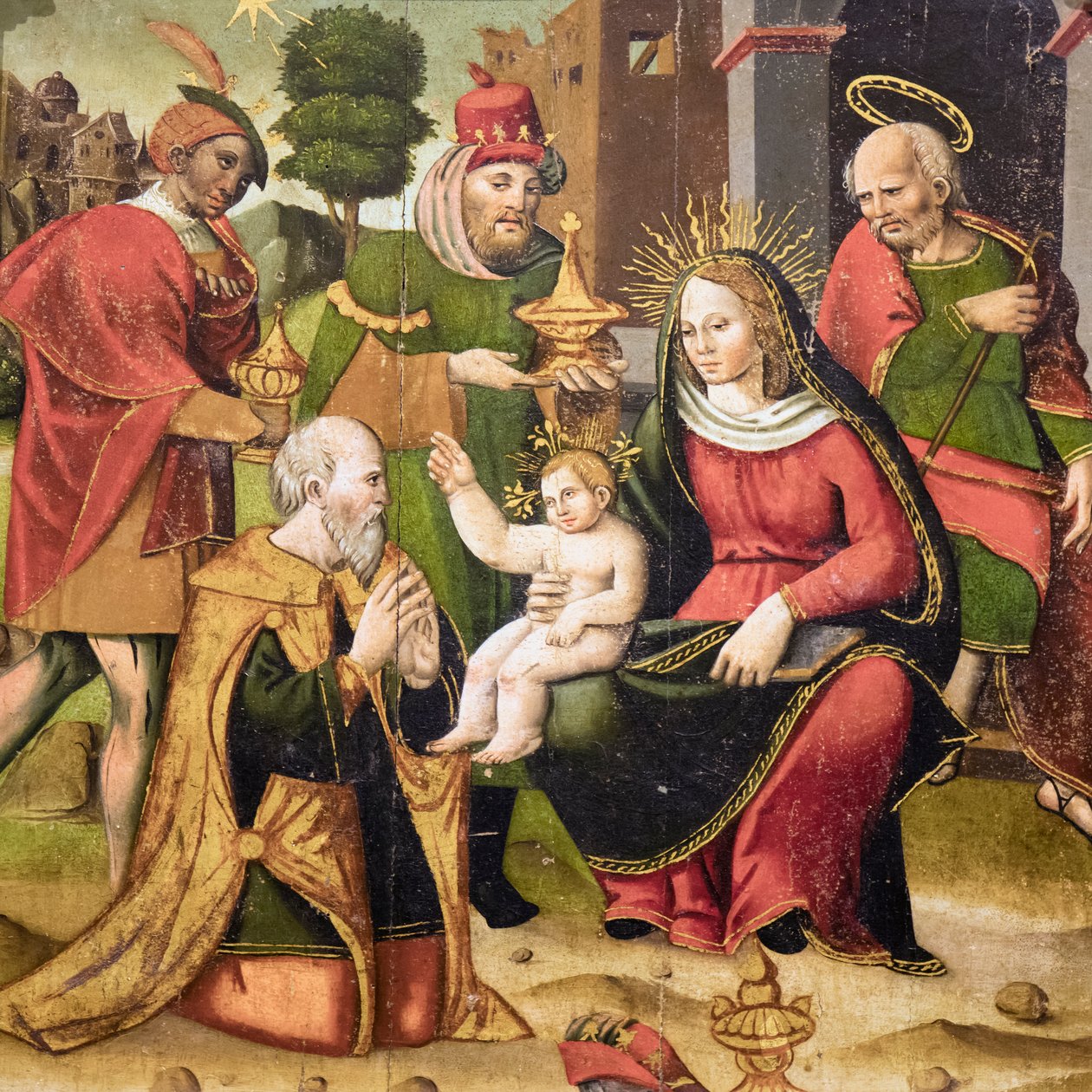 Hellig familie og tre vise mænd af Flemish School