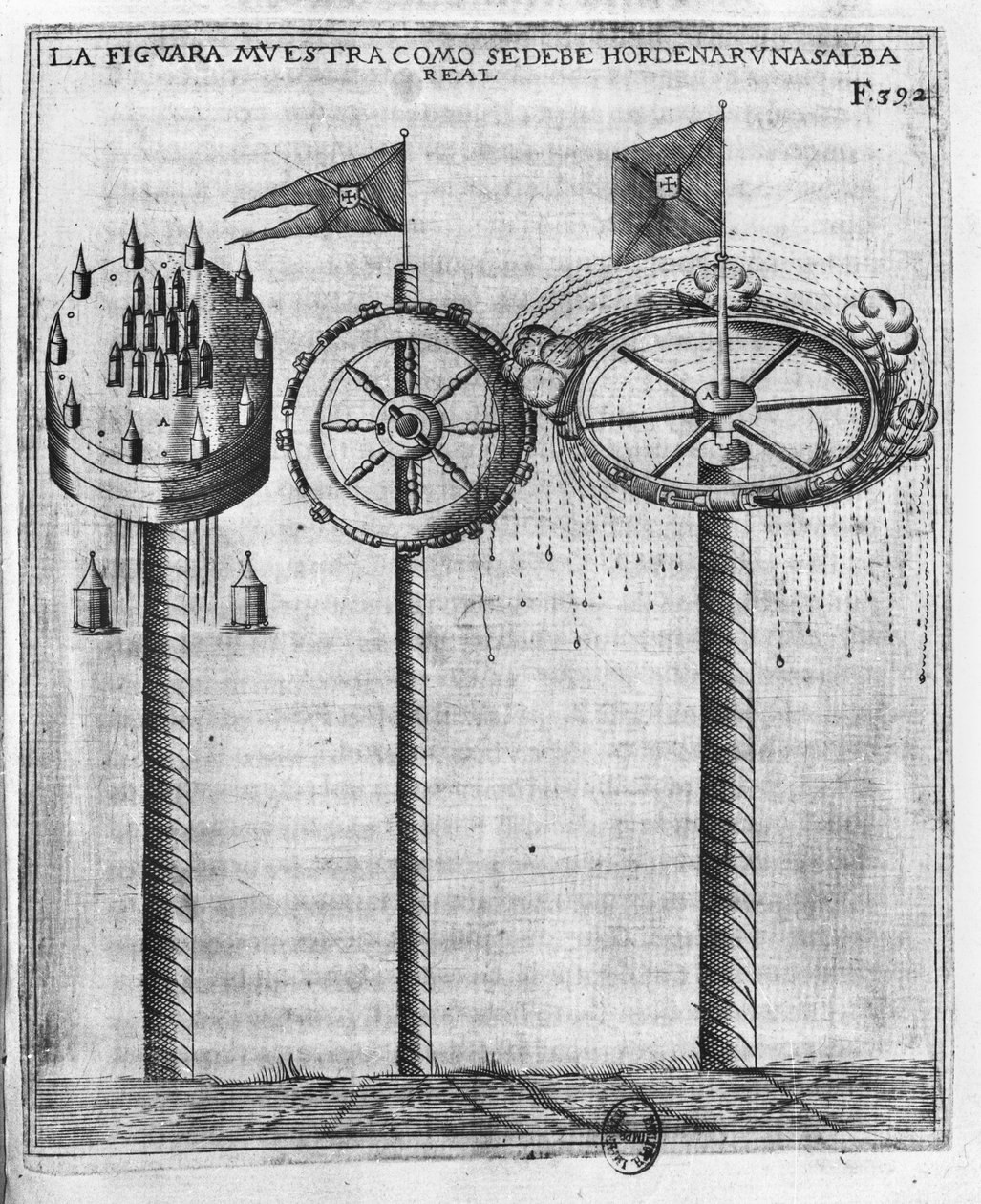 Sådan affyres en kongelig hilsen, illustration fra Tratado de Artilleria af Diego Ufano, Bruxelles, 1613 af Flemish School
