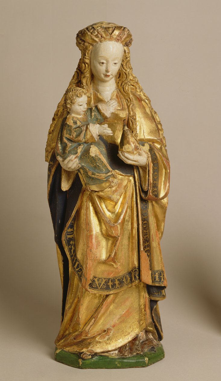 Madonna and Child, School of Mechelen, ca. 1500 (polykrom og forgyldt eg) af Flemish School