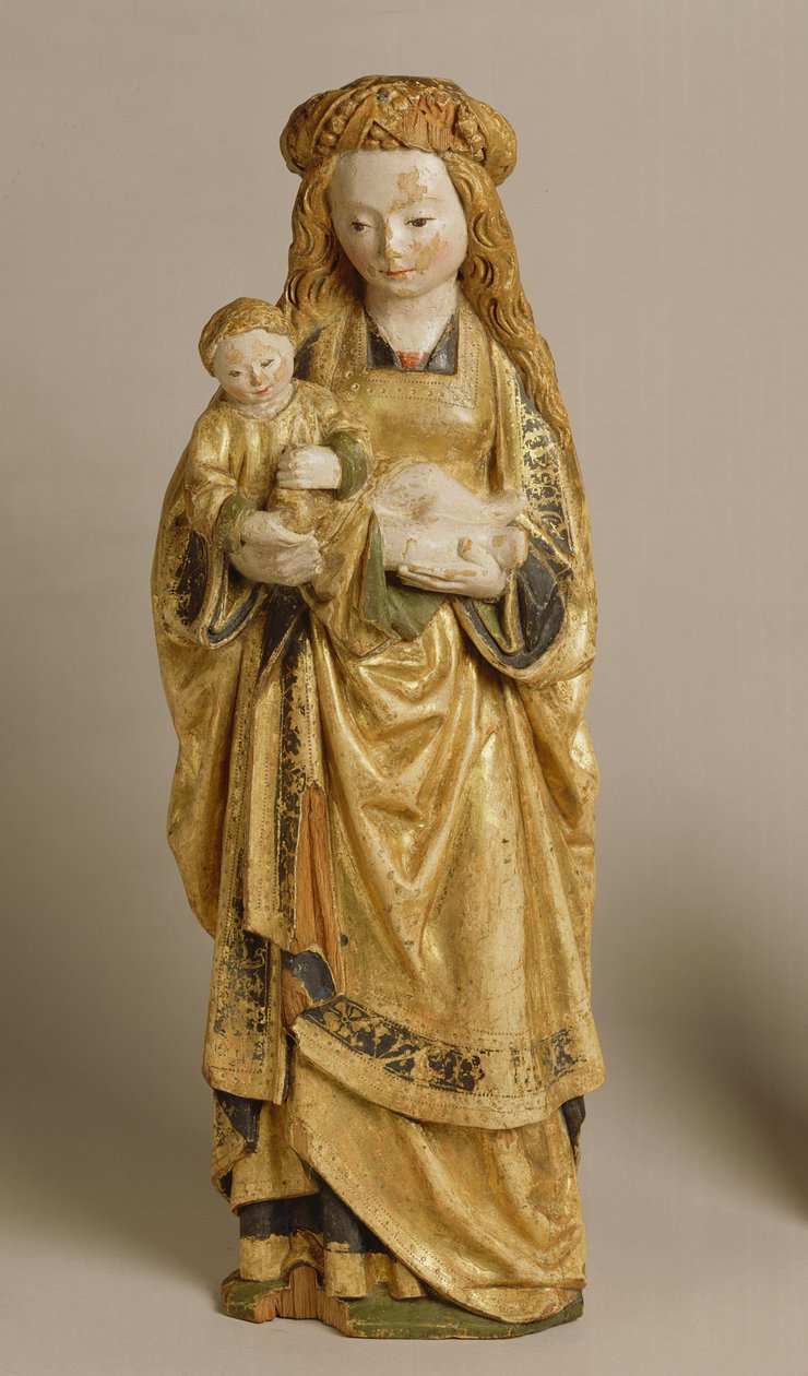 Madonna and Child, School of Mechelen, ca. 1500 (polykrom og forgyldt eg) af Flemish School