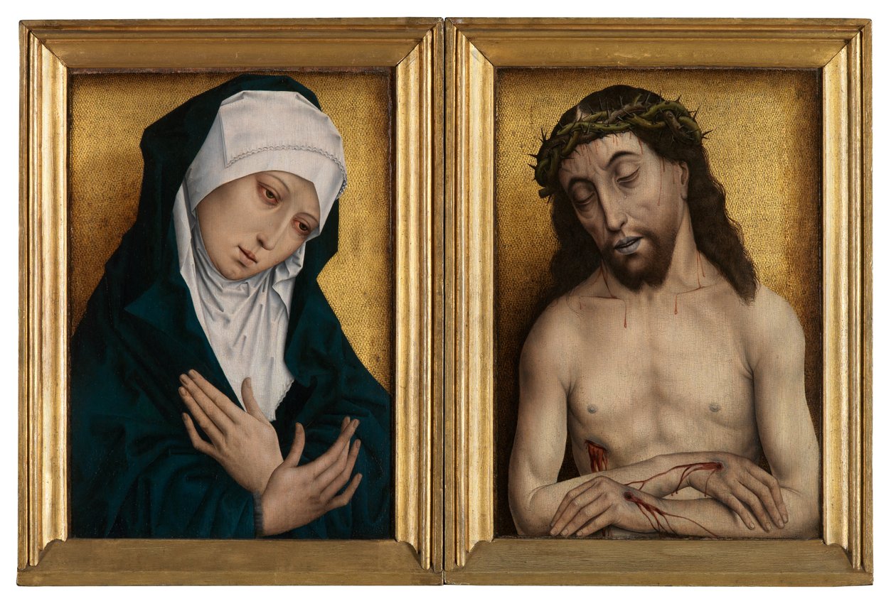 Mater Dolorosa og Man of Sorrows (olie på panel) af Flemish School