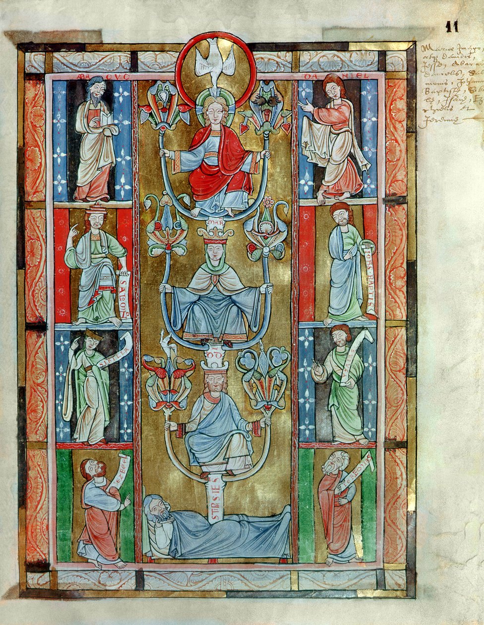 Ms 340 fol.11r The Tree of Jesse, fra De Laudibus Sancte Crucis af Rabanaus Maurus (c.780-856) fra Anchin Abbey af Flemish School