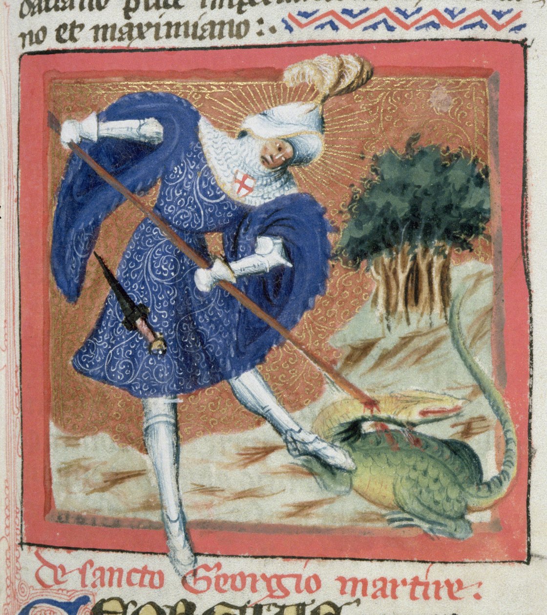 Ms Gen IIII f.81r St George and the Dragon, fra The Golden Legend af Jacobus de Voragine (c.1228-98) af Flemish School