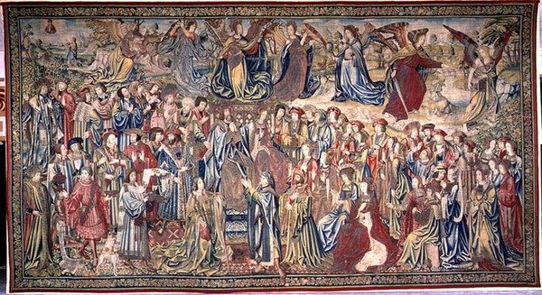 Nathan bebrejder David, Davids og Batsebas billedtæppe, ca. 1510-15 (tæppe) af Flemish School