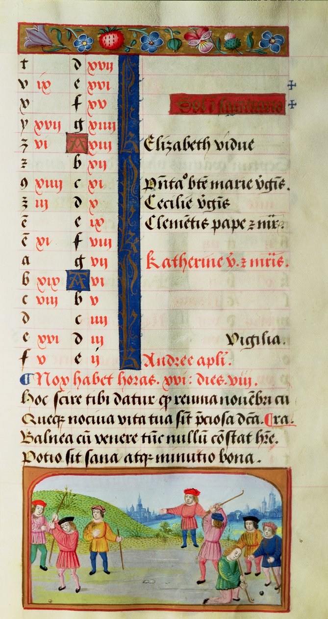 November: Game of Golf, fra en Book of Hours af Flemish School