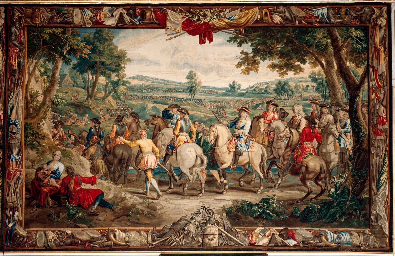 Palads (Schlossanlage Schleißheim). flamsk gobelin. Bruxelles atelier Judocus De Vos. Design Lambert De Hondt. Marchen (La Marche). 400x640 cm. Uld og silke. Omkring 1715 - 1724. af Flemish School