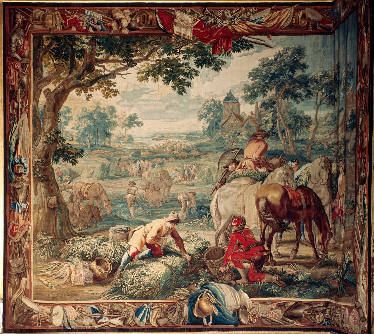 Palads (Schlossanlage Schleißheim). flamsk gobelin. Bruxelles atelier Judocus De Vos. Design Lambert De Hondt. Fodring (forsøgning). 400x510 cm. Uld og silke. Omkring 1715 - 1724. af Flemish School