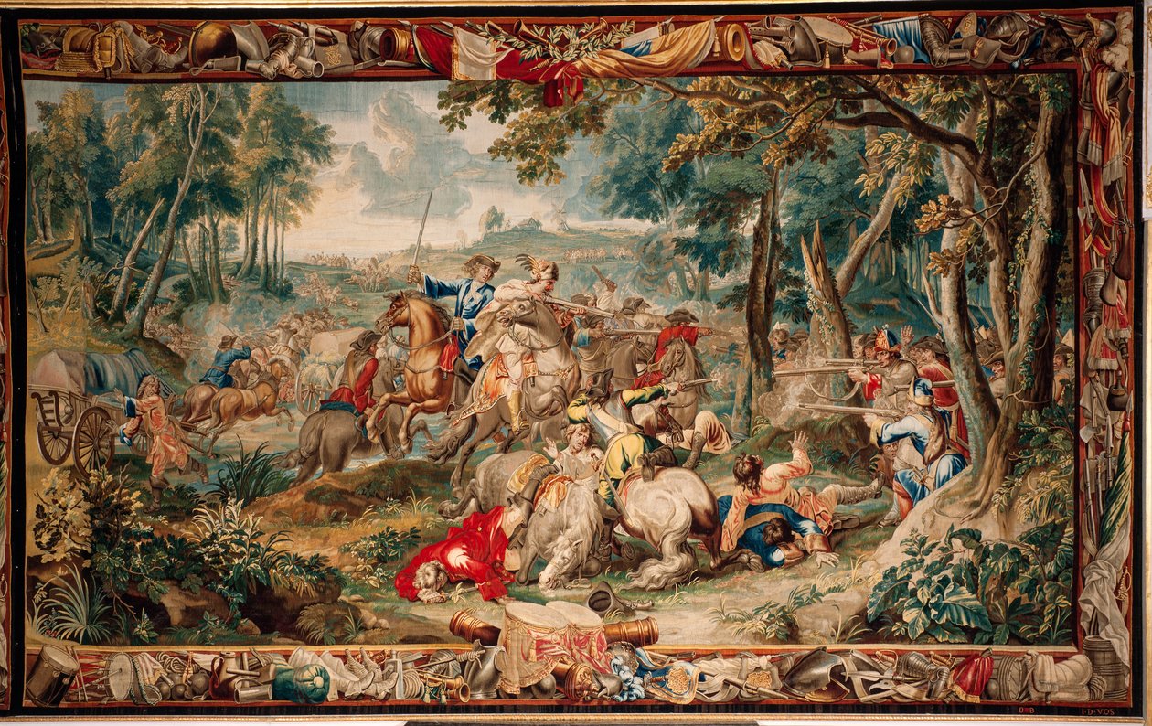 Palads (Schlossanlage Schleißheim). flamsk gobelin. Bruxelles atelier Judocus De Vos. Design Lambert De Hondt. Baghold (baghold). 400x630 cm. Uld og silke. Omkring 1715 - 1724. af Flemish School