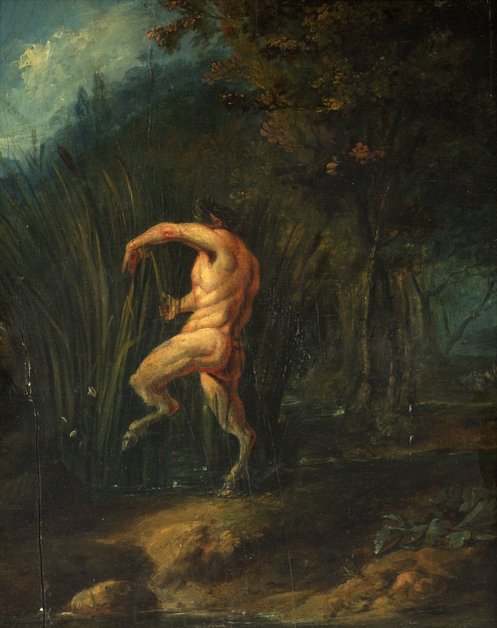 Pan og Syrinx (olie på panel) af Flemish School