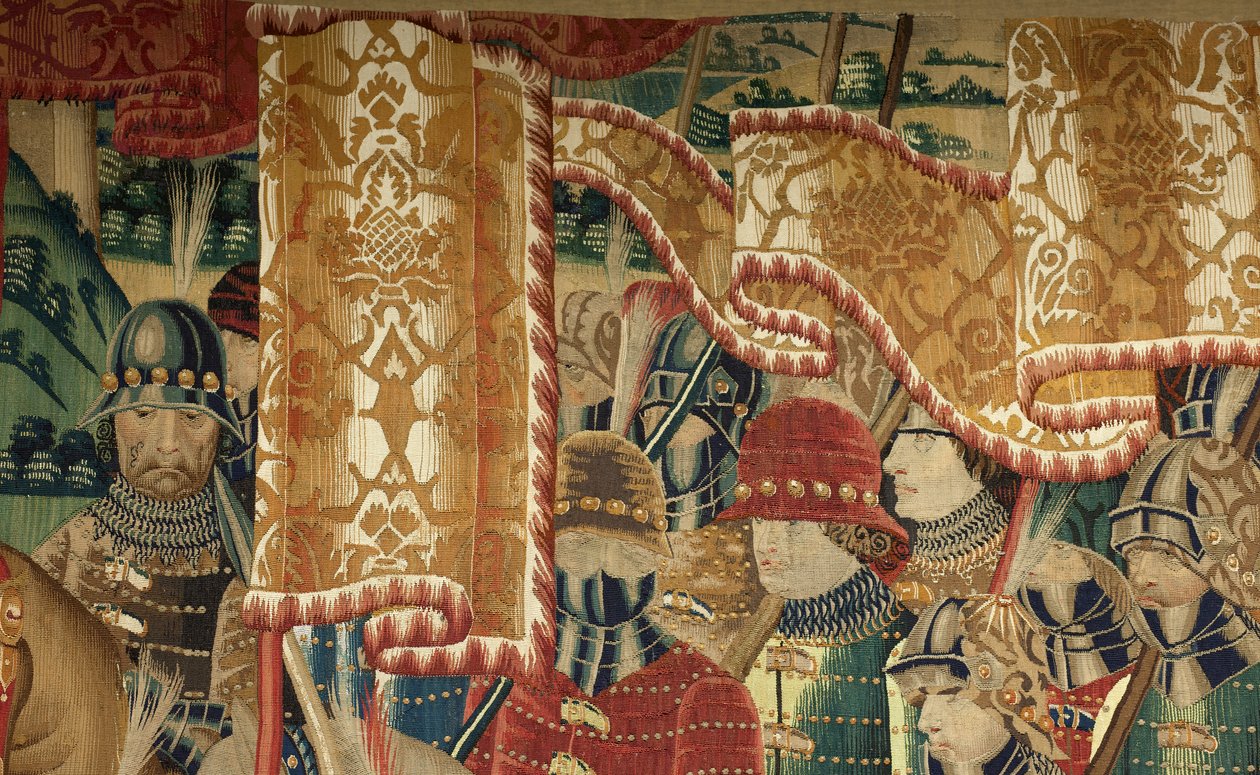 Sognemuseum for gobeliner (Parish Museum of Pastrana Tapestries). flamsk gobelin. Erobring af Tanger (overtagelse af Tanger, De inname van Tanger). Serie Erobringer af kong Alfonso I af Portugal. Tournai. Uld og silke af Flemish School