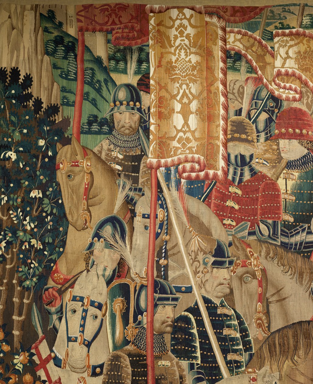 Sognemuseum for gobeliner (Parish Museum of Pastrana Tapestries). flamsk gobelin. Erobring af Tanger (overtagelse af Tanger, De inname van Tanger). Serie Erobringer af kong Alfonso I af Portugal. Tournai. Uld og silke af Flemish School