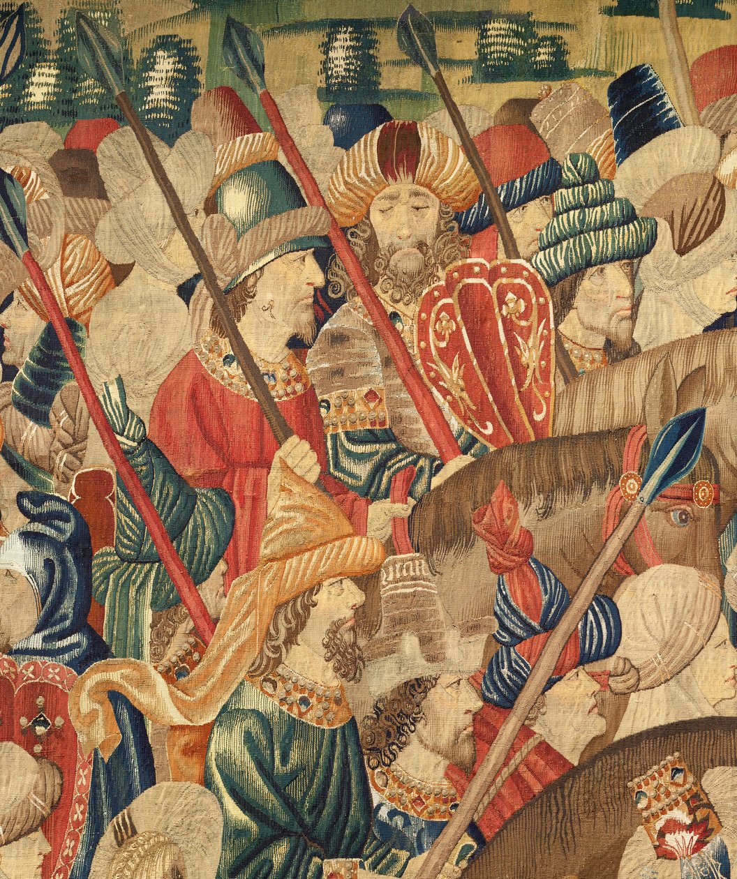 Sognemuseum for gobeliner (Parish Museum of Pastrana Tapestries). flamsk gobelin. Erobring af Tanger (overtagelse af Tanger, De inname van Tanger). Serie Erobringer af kong Alfonso I af Portugal. Tournai. Detalje. Uld af Flemish School