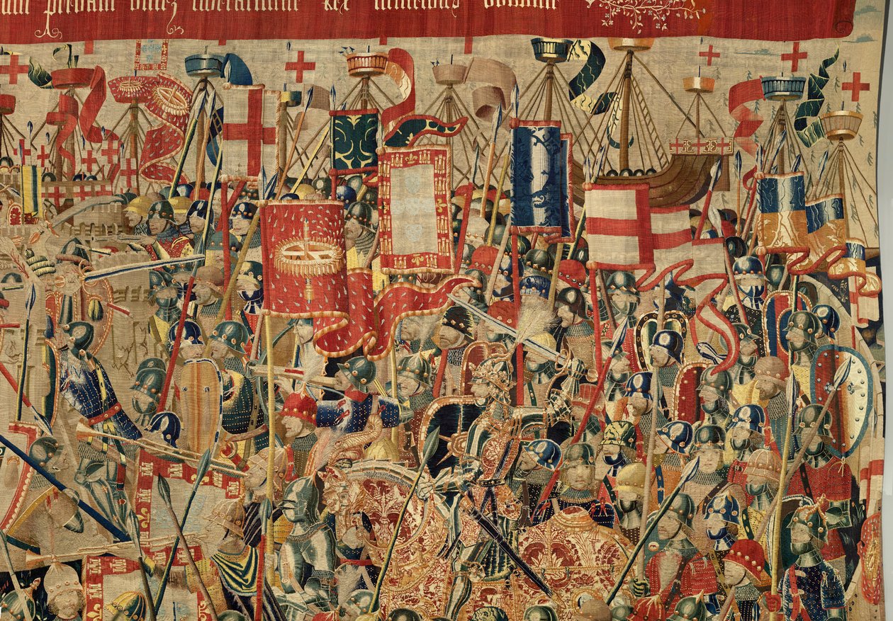 Sognemuseum for gobeliner (Parish Museum of Pastrana Tapestries). flamsk gobelin. Tag af Asilah (Take of Asilah, Assault on Asilah, De inname van Arzila). Serie Erobringer af kong Alfonso I af Portugal. Tournai. af Flemish School