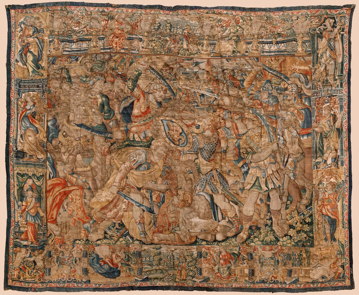 Sogns museum for gobeliner (Pastrana Parish Museum of Tapestries). flamsk gobelin. Kamp mellem Alexander og Darius og Ipso (Slaget mellem Alexander og Darius ved Ipso). Bruxelles. Uld og silke. 16. århundrede. 510x419 cm. af Flemish School
