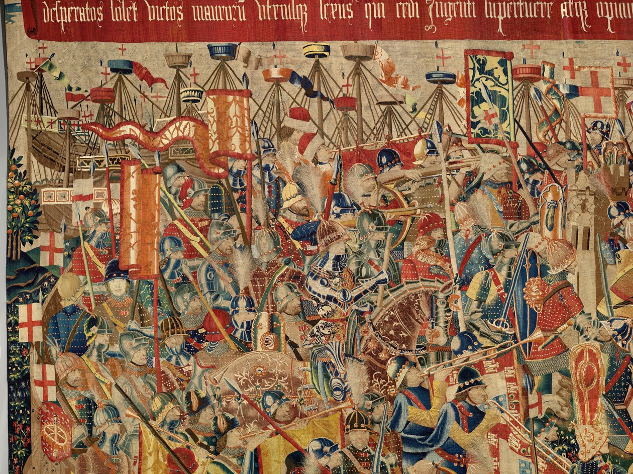 Sognemuseum for gobeliner (Parish Museum of Pastrana Tapestries). flamsk gobelin. Tag af Asilah (Take of Asilah, Assault on Asilah, De inname van Arzila). Serie Erobringer af kong Alfonso I af Portugal. Tournai. af Flemish School