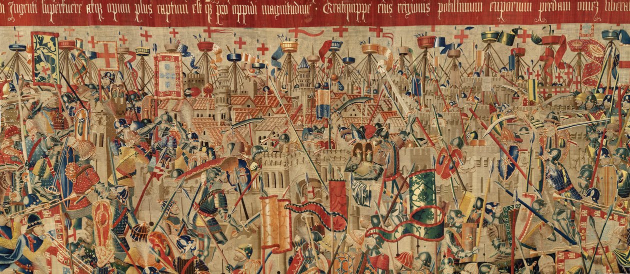Sognemuseum for gobeliner (Parish Museum of Pastrana Tapestries). flamsk gobelin. Tag af Asilah (Take of Asilah, Assault on Asilah, De inname van Arzila). Serie Erobringer af kong Alfonso I af Portugal. Tournai. af Flemish School