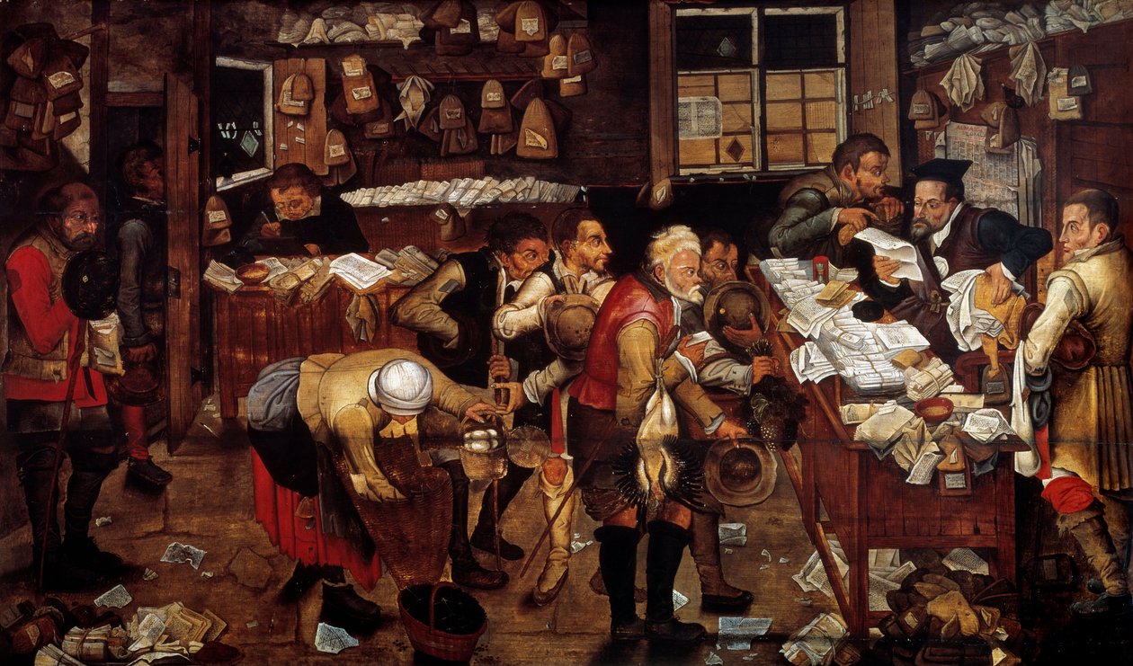Pantelånerscene af Mount Piete. Maleri af den flamske skole. 1500-tallets dekorative kunst i Paris - Pantlåner, scene for "" Piete-bjerget"". Maleri af den flamske skole. 16. århundrede. Dekorativ kunst, Paris af Flemish School