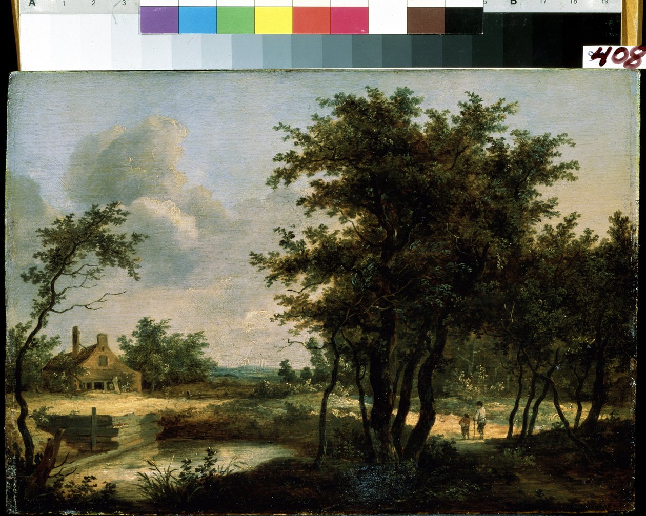 ""Landskab af det hollandske landskab"" (Hollandsk Landskab). Anonymt maleri fra 1600-tallets hollandske skole. Mikhail Kroshitsky kunstmuseum, Sevastopol (Sevastopol) Ukraine af Flemish School