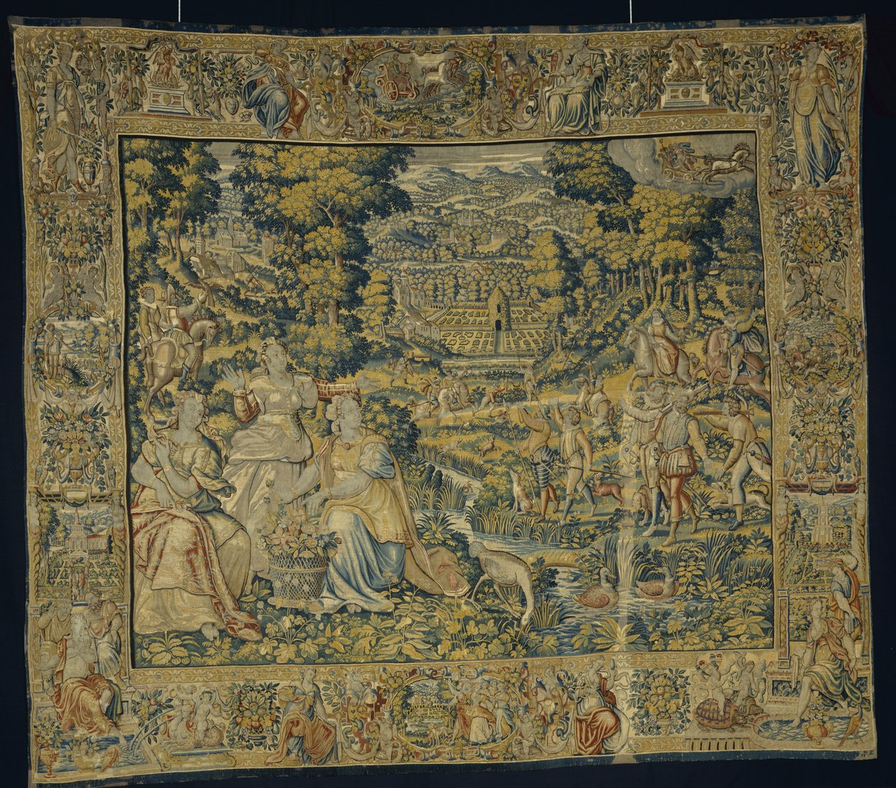 Pluto og Proserpina med falkejagt, ca. 1600 af Flemish School