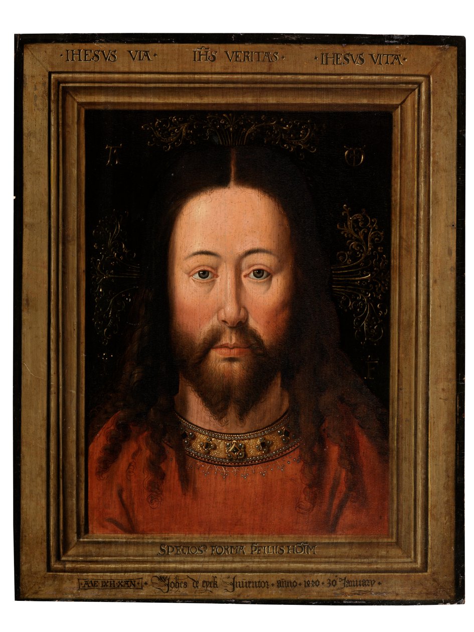 Portræt af Kristus (olie på panel) af Flemish School