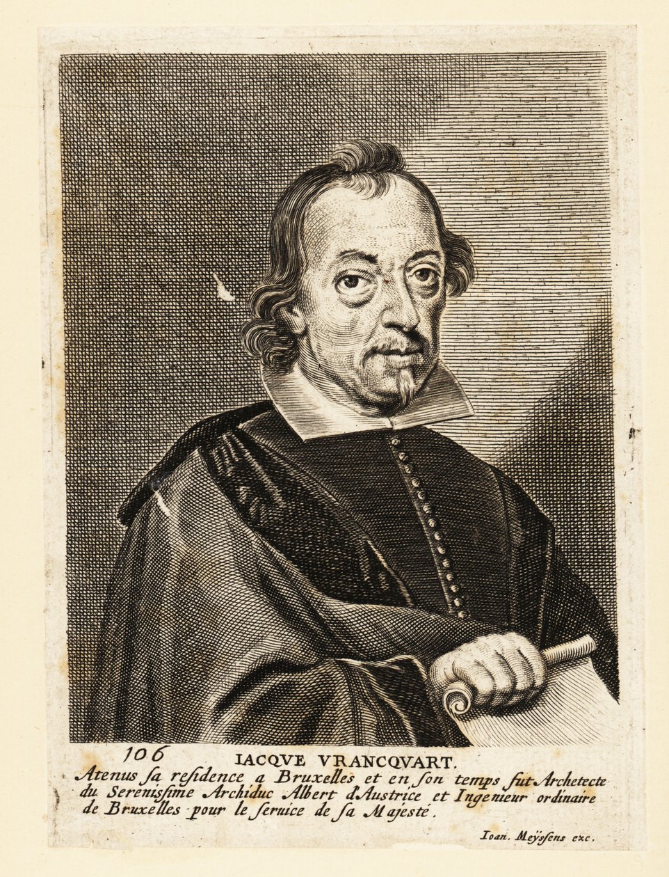 Portræt af Jacob Franquart, flamsk maler, arkitekt og gravør af Flemish School