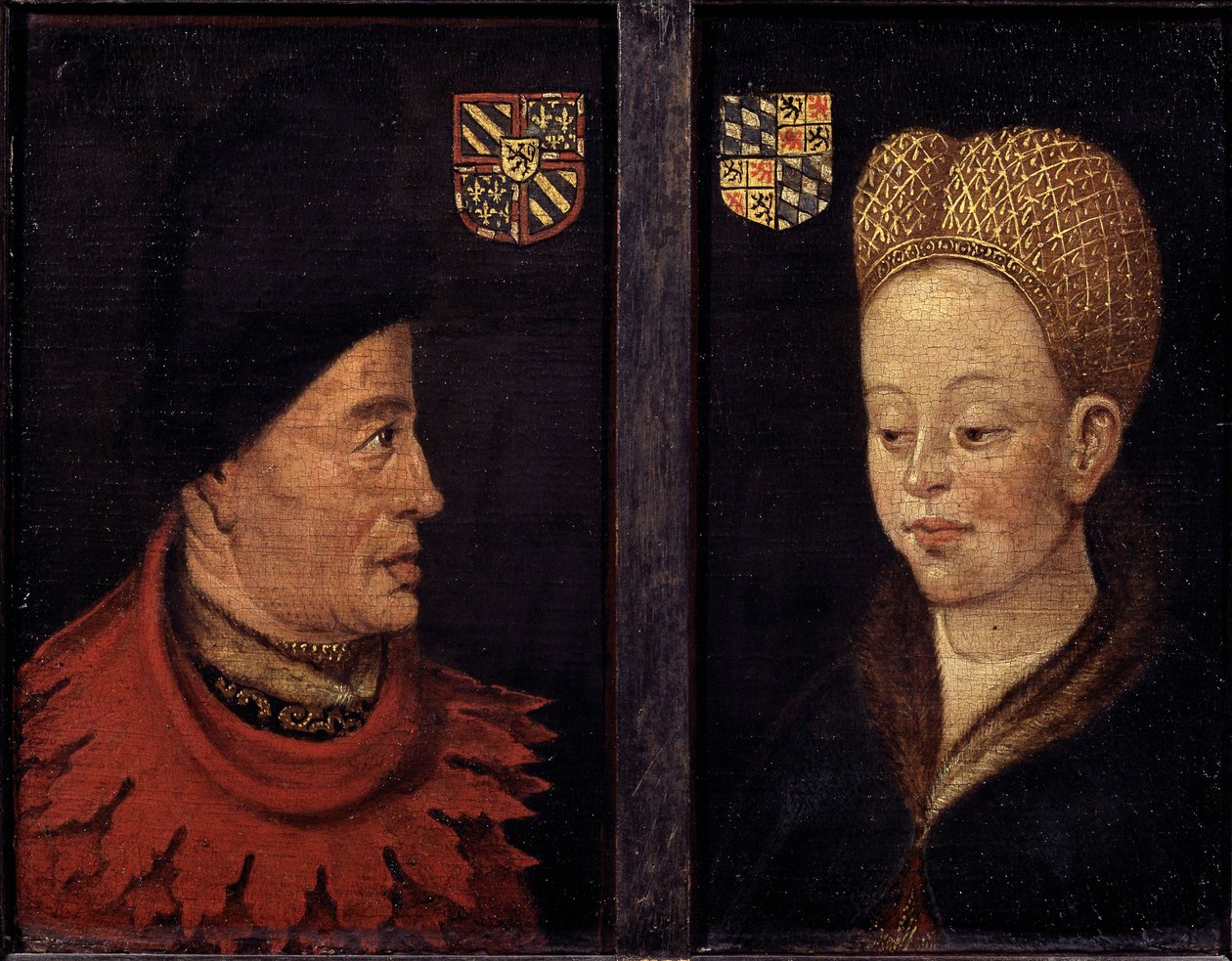 Portræt af Johannes den Frygtløse og Margaretha af Bayern af Flemish School