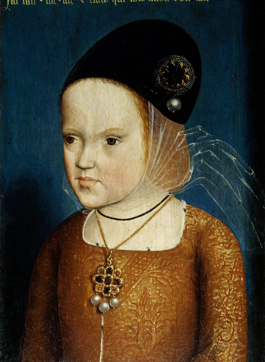 Portræt af Margarita af Østrig (1480-1532), datter af kejser Maximilian, 3 år og 3 måneder gammel i april 1483, senere hustru til spædbarnet Dom Juan, prins af Astruries og derefter Philibert den Smukke, hertug af Savoyen og guvernør i Holland. An af Flemish School