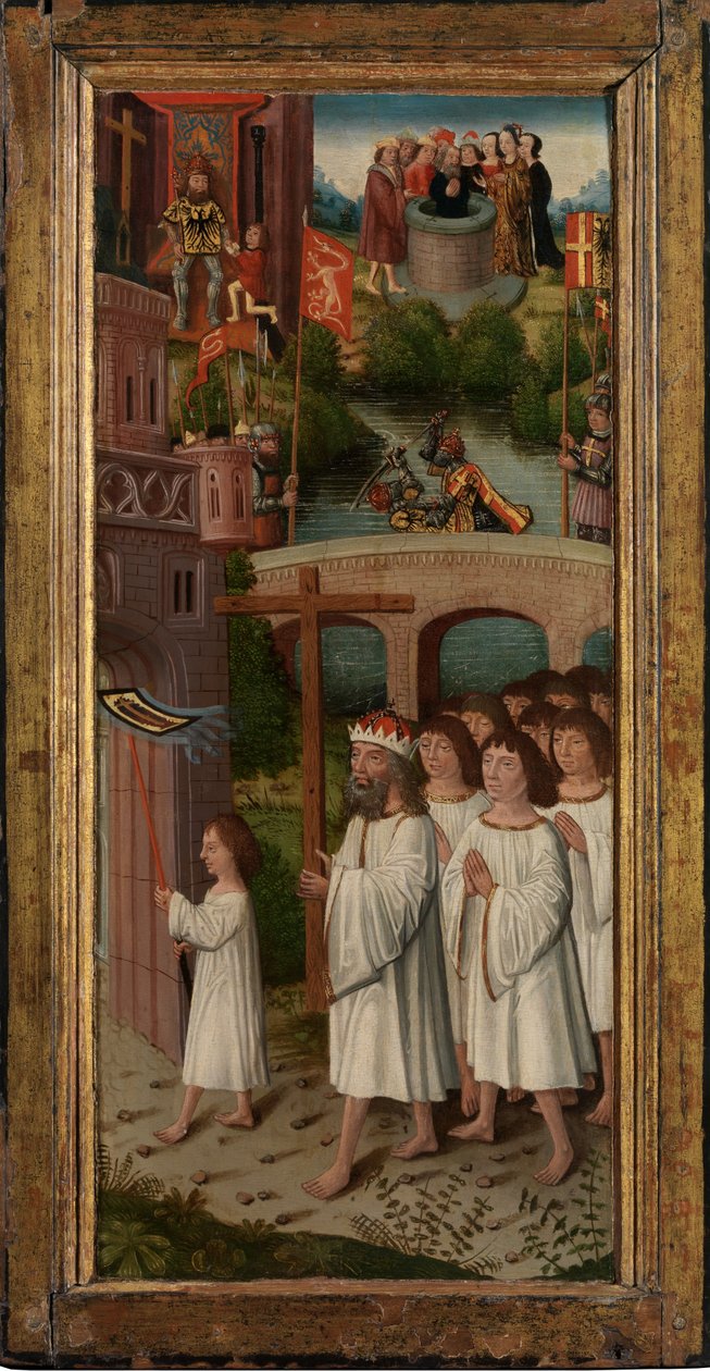 Scener fra legenden om det hellige kors (olie på panel) af Flemish School