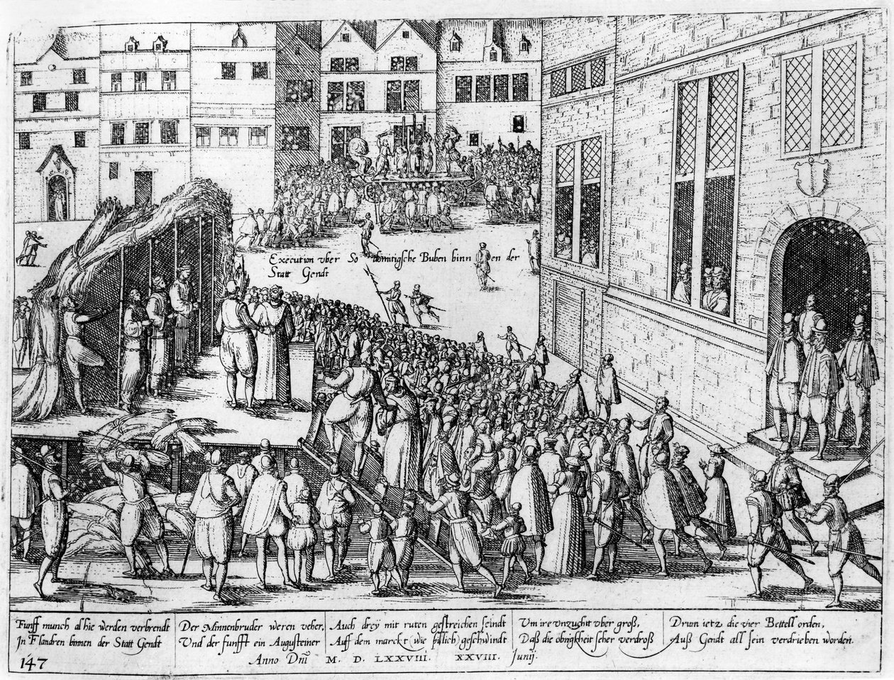 Scener af den spanske inkvisition i Gent, juni 1578 af Flemish School