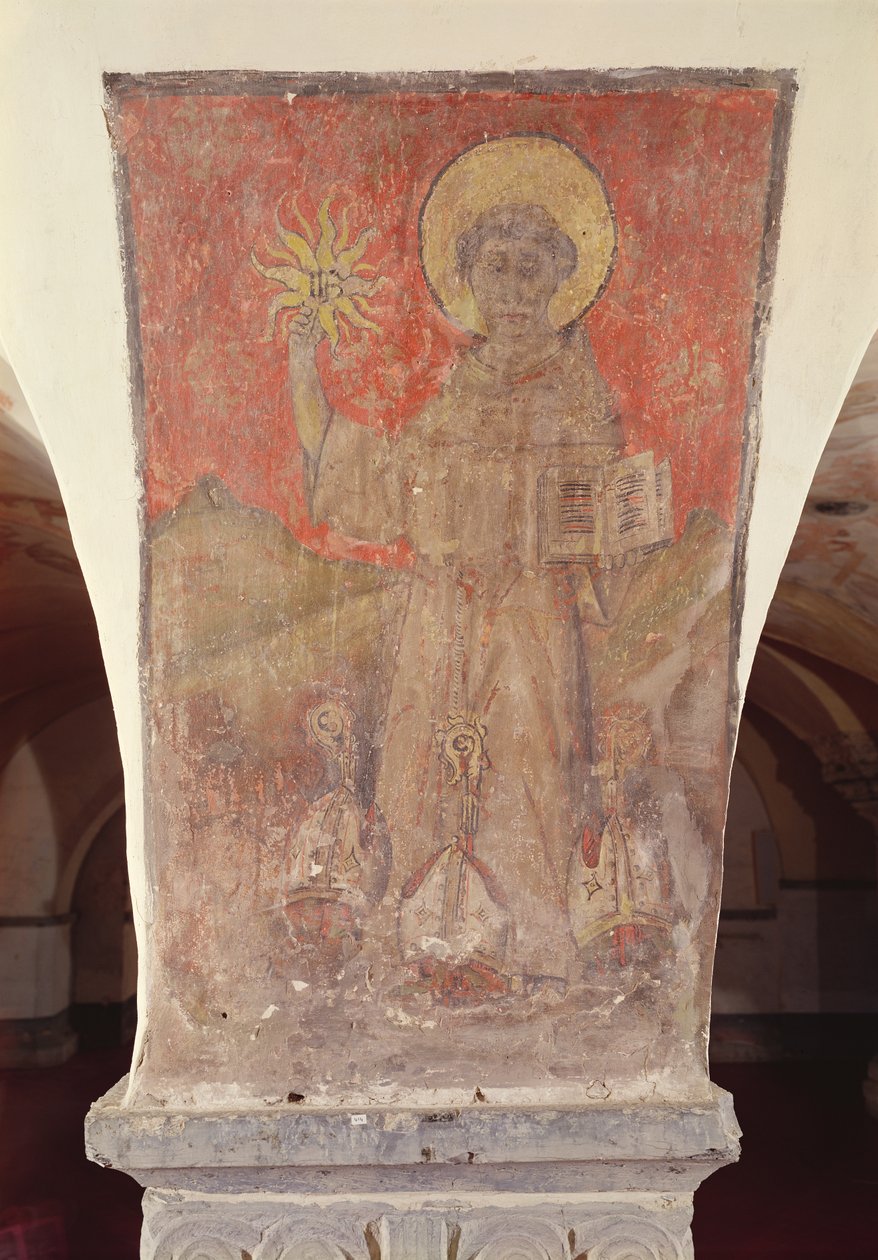 St. Bernardino af Siena, vægmaleri fra krypten af Flemish School