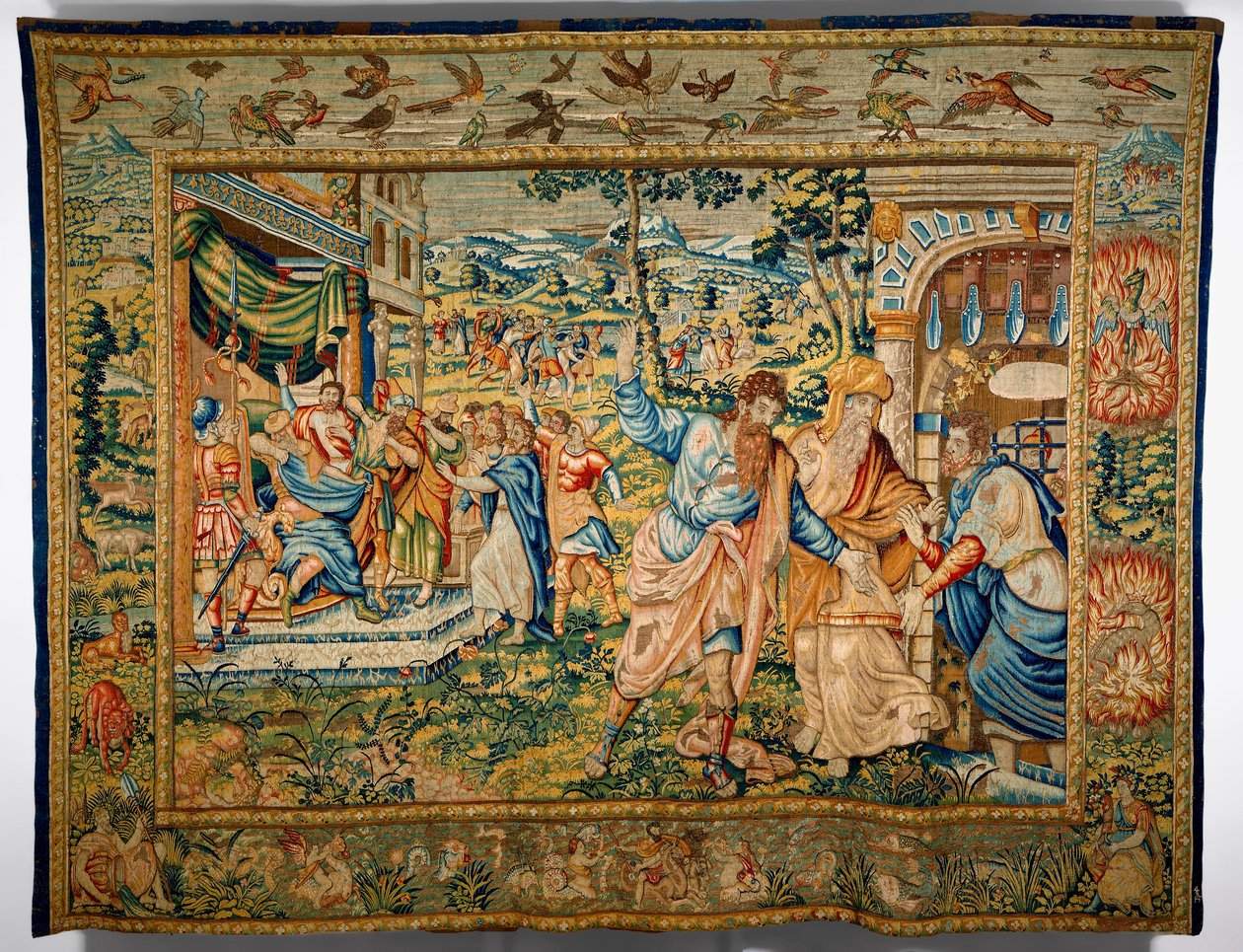Sankt Paulus med Barnabas udvist fra stedet for sin forkyndelse (tekstil) af Flemish School