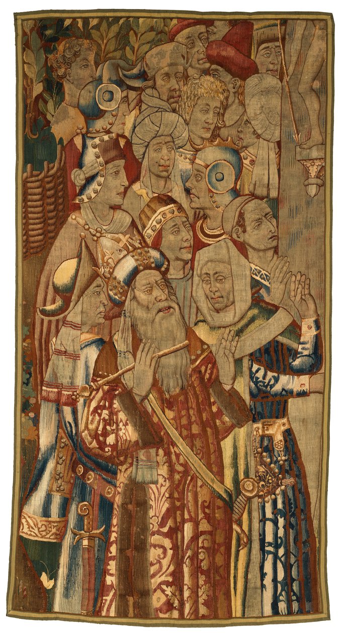 Tapestry, A Jewish Gathering, lavet i Flandern, Belgien, muligvis midten af det 15. århundrede (uld) af Flemish School