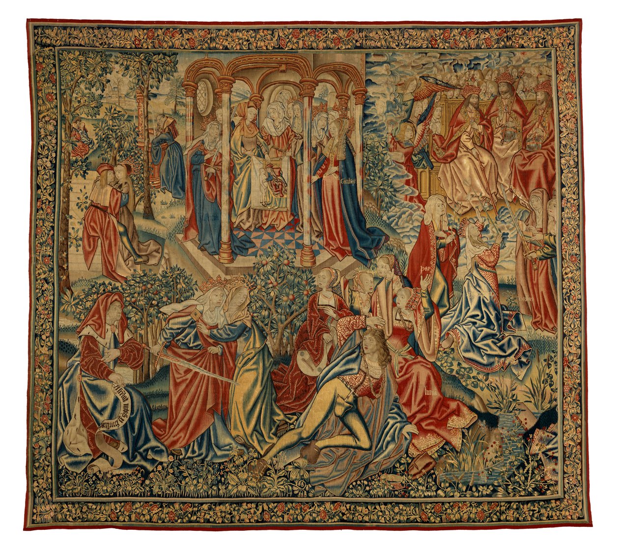Tapestry, A Moral Allegory of Man or Justice Attacking Man, lavet i Flandern, Belgien, omkring 1500 (uld og silke) af Flemish School