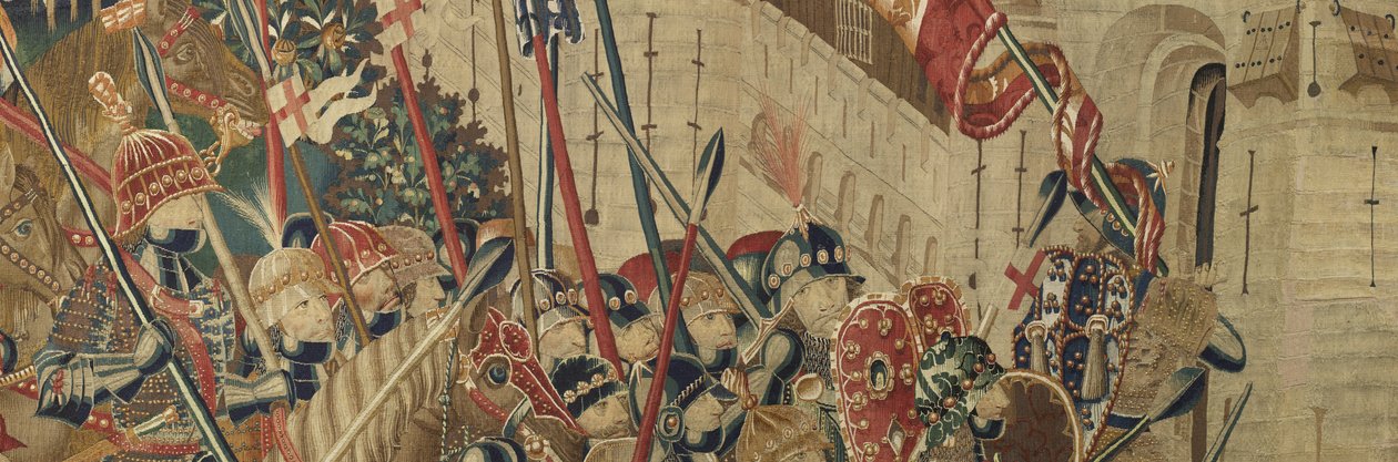 Gobelin, der viser erobringerne af kong Alfonso V af Portugal (Conquistas de Alfonso V de Portugal), Tournai. Detalje. (uld og silke) af Flemish School