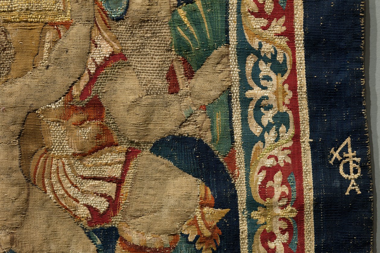 Gobelin, der viser erobringerne af kong Alfonso V af Portugal (Conquistas de Alfonso V de Portugal), Tournai. Detalje. (uld og silke) af Flemish School