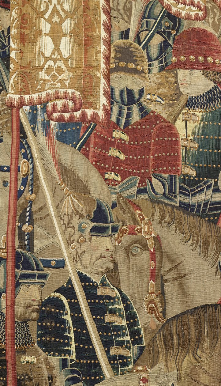 Gobelin, der viser erobringerne af kong Alfonso V af Portugal (Conquistas de Alfonso V de Portugal), Tournai. Detalje. (uld og silke) af Flemish School