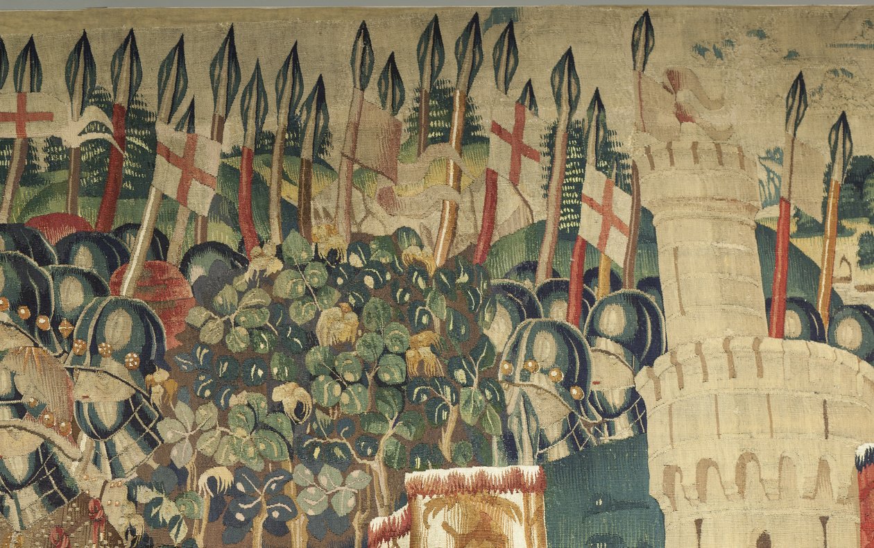 Gobelin, der viser erobringerne af kong Alfonso V af Portugal (Conquistas de Alfonso V de Portugal), Tournai. Detalje. (uld og silke) af Flemish School