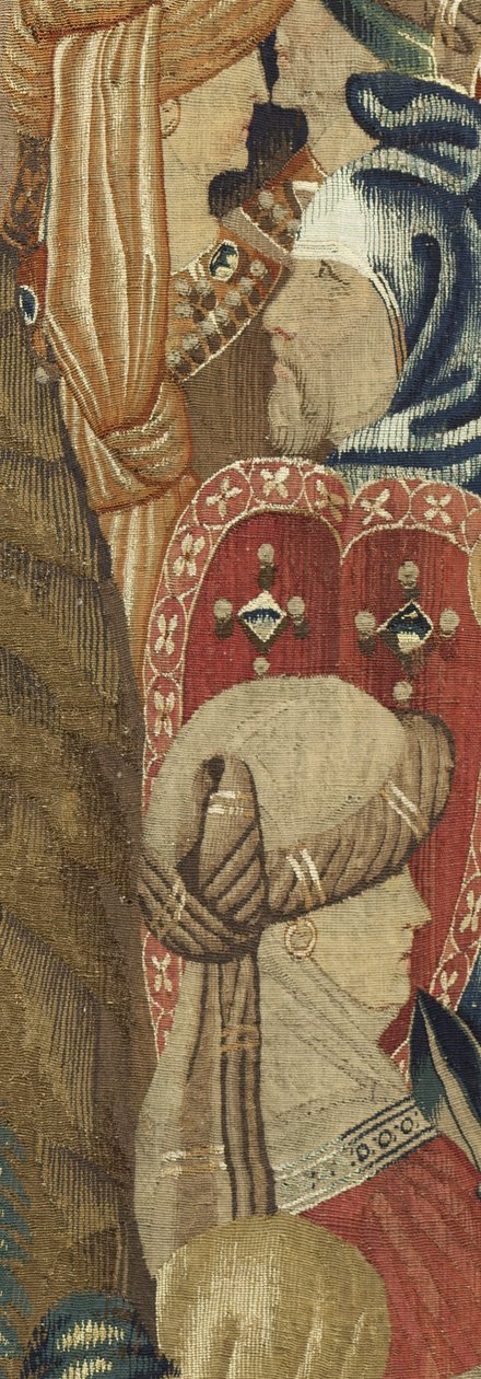 Gobelin, der viser erobringerne af kong Alfonso V af Portugal (Conquistas de Alfonso V de Portugal), Tournai. Detalje. (uld og silke) af Flemish School