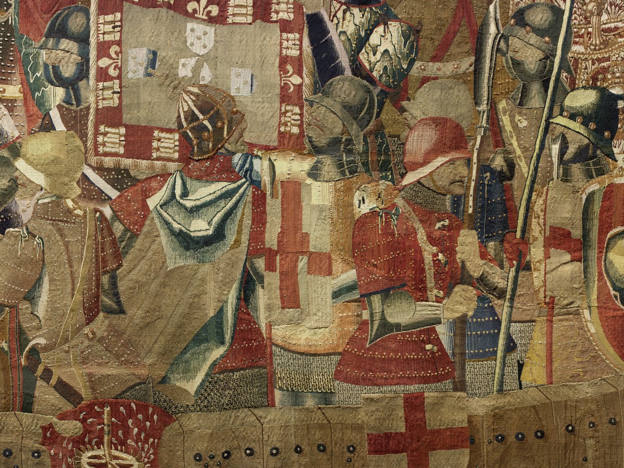 Gobelin, der viser erobringerne af kong Alfonso V af Portugal (Conquistas de Alfonso V de Portugal), Tournai. Detalje. (uld og silke) af Flemish School